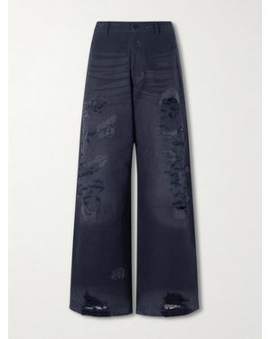 Acne Studios Straight-leg Distressed Cotton Trousers - Blue