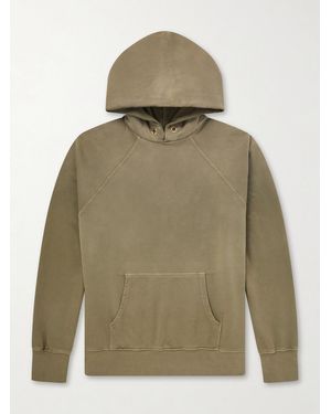Les Tien French Terry-Cotton Raglan Hoodie - Green