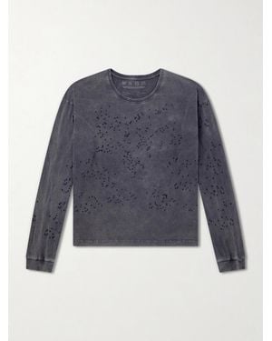 mfpen Distressed Organic Cotton-Jersey T-Shirt - Blue