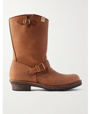 Visvim T.w.o. Folk Distressed Buckled Textured-leather Boots - Brown