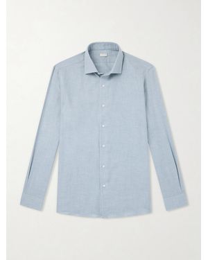 Caruso Cotton And Cashmere-Blend Shirt - Blue