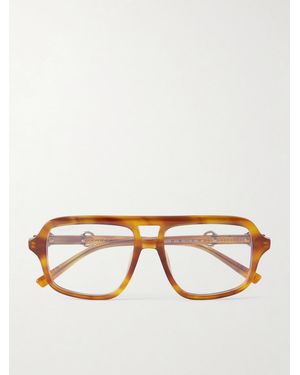 Gucci Aviator-Style Horsebit-Embellished Tortoiseshell Acetate Glasses - Brown