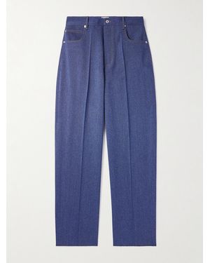 Bottega Veneta Wool And Cotton-Blend Drill Trousers - Blue