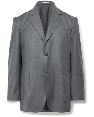 AURALEE Unstructured Pinstriped Wool-Blend Twill Suit Jacket - Gray