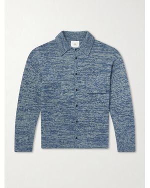 The Elder Statesman Knitted-cashmere And Silk-bend Cardigan - Blue