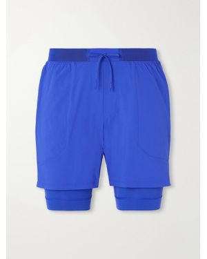 lululemon License To Train Straight-Leg Layered 7&Quot; Stretch Recycled-Shell And Jersey Drawstring Shorts - Blue