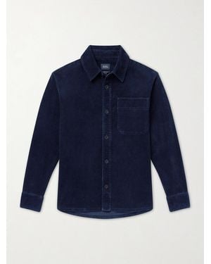 A.P.C. Basile Logo-embroidered Cotton-corduroy Shirt - Blue