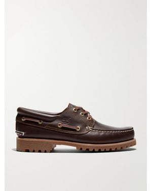 Timberland Authentic 3-Eye Lug Leather Boat Shoes - Brown