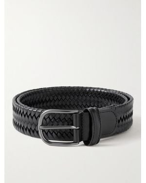 Anderson's 3.5Cm Woven Leather Belt - Black