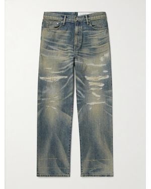 Neighborhood Savage Straight-leg Distressed Selvedge Jeans - Blue