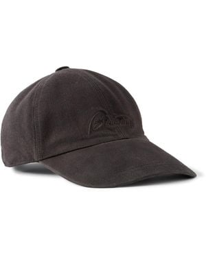 Brioni Logo-embroidered Stretch Cotton And Cashmere-blend Baseball Cap - Black