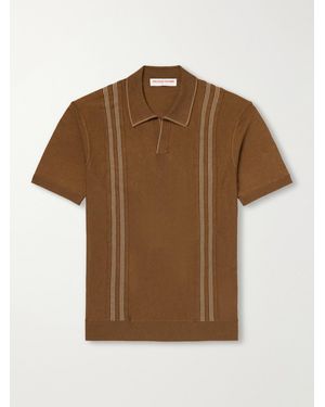 Orlebar Brown Horton Striped Silk And Organic Cotton-Blend Polo Shirt - Brown