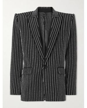 Balmain Bead-Embellished Woven Blazer - Black