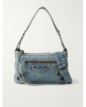 Balenciaga Le City Moto Small Denim Messenger Bag - Blue