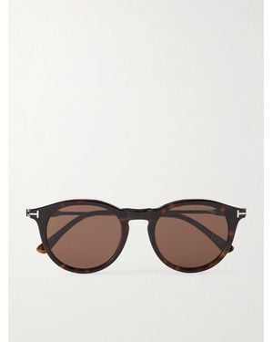 Tom Ford Olivier-02 Round-Frame Tortoiseshell Acetate Sunglasses - Brown