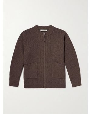 FRIZMWORKS Deck Ribbed Wool-Blend Zip-Up Cardigan - Brown