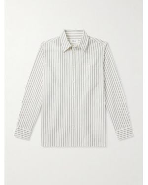 NN07 Colby 50009 Striped Organic Cotton-Poplin Shirt - White