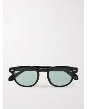 Oliver Peoples Sheldrake-F Round-Frame Acetate Sunglasses - Black