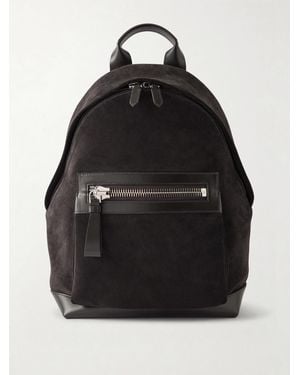 Tom Ford Buckley Leather-Trimmed Suede Backpack - Black