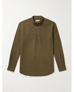 Loro Piana Elia Grandad-Collar Virgin Wool And Cashmere-Blend Shirt - Green