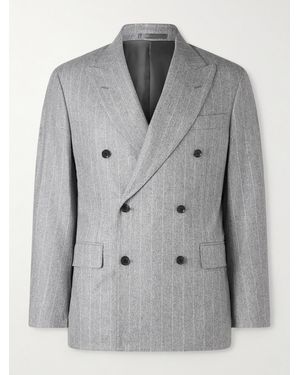 Kaptain Sunshine Double-Breasted Pinstriped Wool Suit Jacket - Grey
