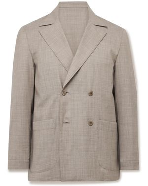 STÒFFA Unstructured Double-Breasted Wool Suit Jacket - Gray