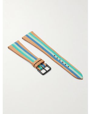 La Californienne Aquamarine Striped Leather Watch Strap - Blue