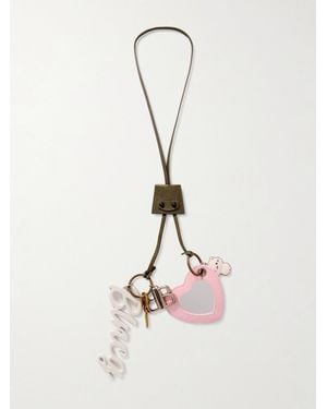 Balenciaga Le City 2 Embellished Textured-Leather, - And-Tone Key Fob - Neutro