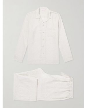 Derek Rose Milan 31 Printed Linen Pyjama Set - Natural