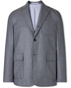 Beams Plus Wool-Blend Flannel Blazer - Blue