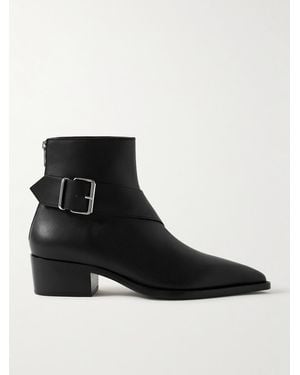 McQueen Buckled Leather Boots - Black