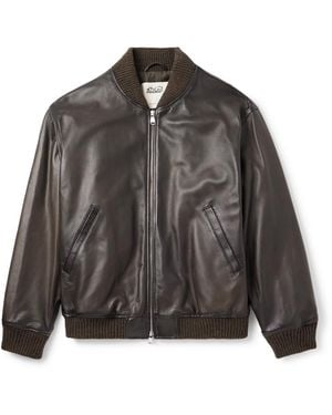 Valstar Oversized Leather Bomber Jacket - Gray