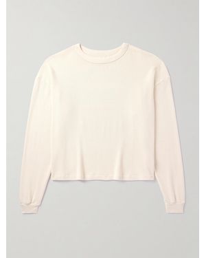 CHERRY LA Printed Waffle-Knit Cotton T-Shirt - Natural
