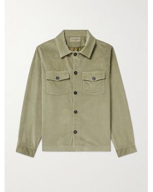 Officine Generale Aylan Convertible-Collar Cotton-Blend Corduroy Overshirt - Green