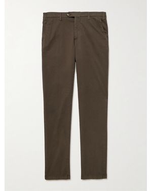 Canali Slim-Fit Tapered Cotton-Blend Twill Trousers - Brown