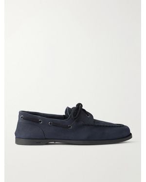 John Lobb Foil Nubuck Boat Shoes - Blue