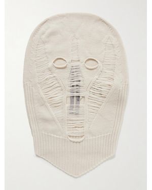 Rick Owens Distressed Wool Balaclava - White