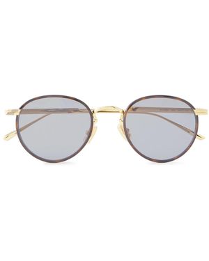 Bottega Veneta Panthos Round-Frame-Tone And Tortoiseshell Acetate Sunglasses - Metallic