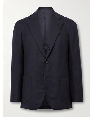 J. Mueser Waverly Wool-hopsack Blazer - Blue