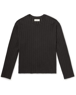 mfpen Ribbed Organic Cotton And Linen-Blend Sweater - Black