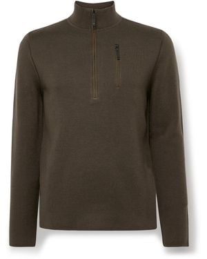 Aztech Mountain Matterhorn Shell-Trimmed Wool Half-Zip Sweater - Green