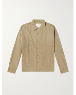 Kardo Chintan Embroidered Cotton Shirt - Natural