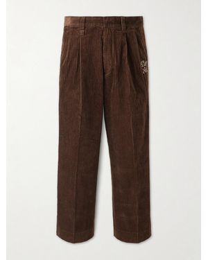 Human Made Wide-leg Pleated Cotton-corduroy Trousers - Brown