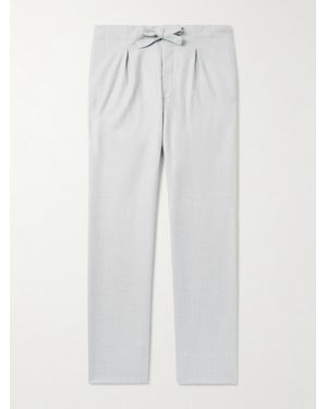 STÒFFA Straight-leg Pleated Wool-flannel Trousers - White