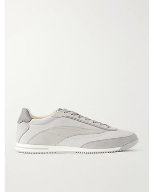 Brunello Cucinelli Runner Suede And Leather-Trimmed Shell Trainers - Natural