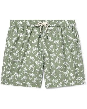 Hartford Straight-Leg Mid-Length Printed Swim Shorts - Green
