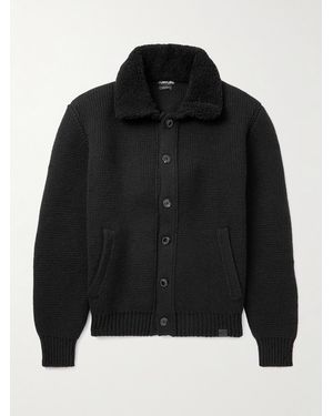 Tom Ford Bouclé-Trimmed Ribbed Cashmere Cardigan - Black
