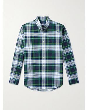 Polo Ralph Lauren Button-down Collar Logo-embroidered Checked Cotton Oxford Shirt - Blue