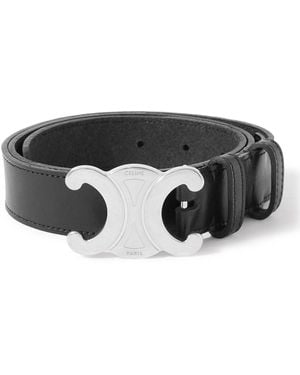 Celine 3Cm Triomphe Leather Belt - Black