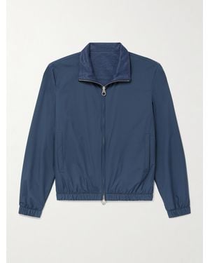 Loro Piana Reversible Storm System® Jersey And Twill Bomber Jacket - Blue